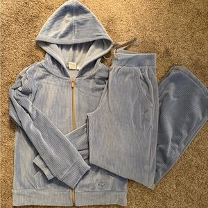 Girls Roxy ribbed velour zip up hoodie and pants